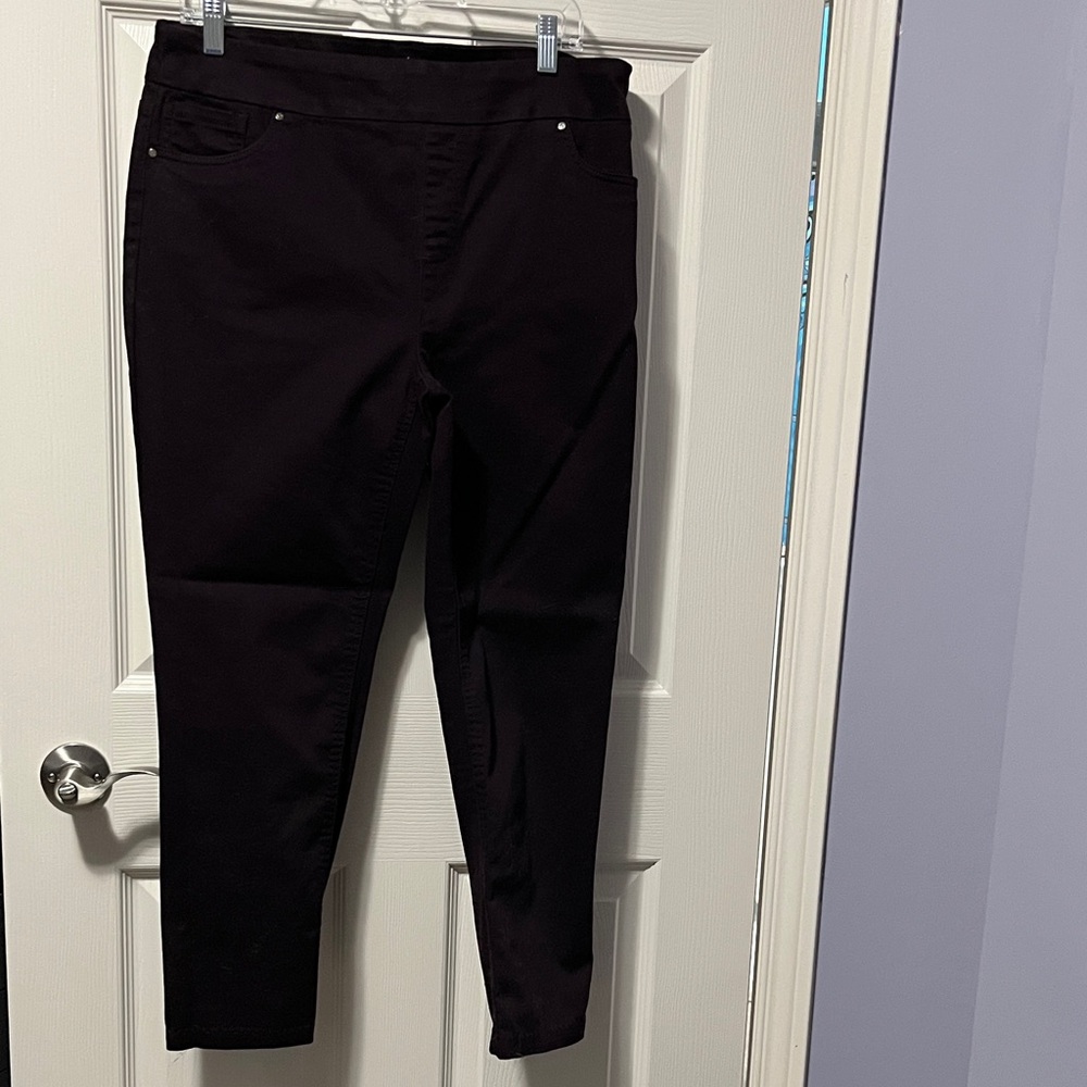 Women's Burgundy/Wine Straight Leg Pants Chino-Style Pockets Business Casual
